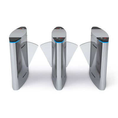 Gerbang High-Speed Flap Barrier dengan 0.2s Face Recognition lebar saluran 600mm dan konstruksi stainless steel 304