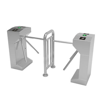 Pintu Putar Tripod Setinggi Pinggang Baja Tahan Karat 304 dengan Penggerak Mekanis untuk Aliran 30 Orang Per Menit